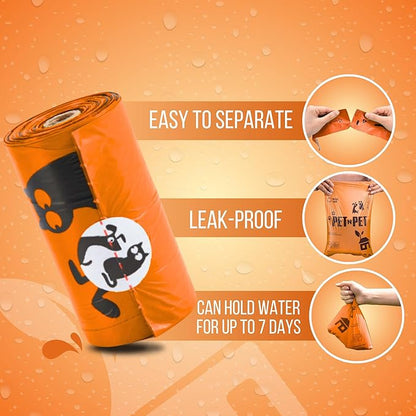 Pet N Pet 1080 Counts Orange Poop Bags for Dogs, 41% Plant Based & 59% PE Extra Thick Dog Poop Bags Rolls, 9" x 13", Unscented Pet Waste Bag