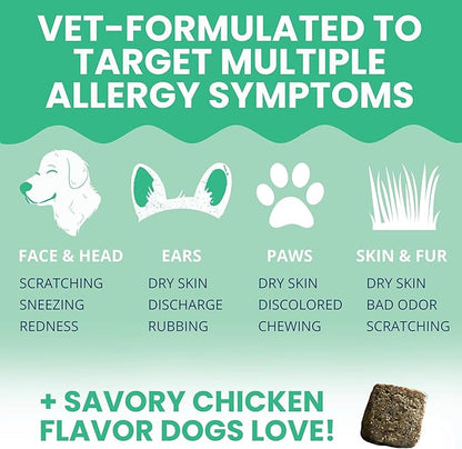Under the Weather Allergy & Itch Pet Allergy Chews for Dogs | Vet Formulated Skin Support for Canines | Soothing Dog Allergies and Itching Relief Supplement | 60 Count