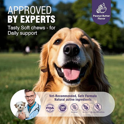 Dog Allergy Chews 200ct - Dog Allergy and Itching Skin Relief Anti Itch Aller Immune Bites for Dogs licking Paws Treatment Relief Itchy Chew Probiotics Vitamins for Skin and Coat - Peanut Butter