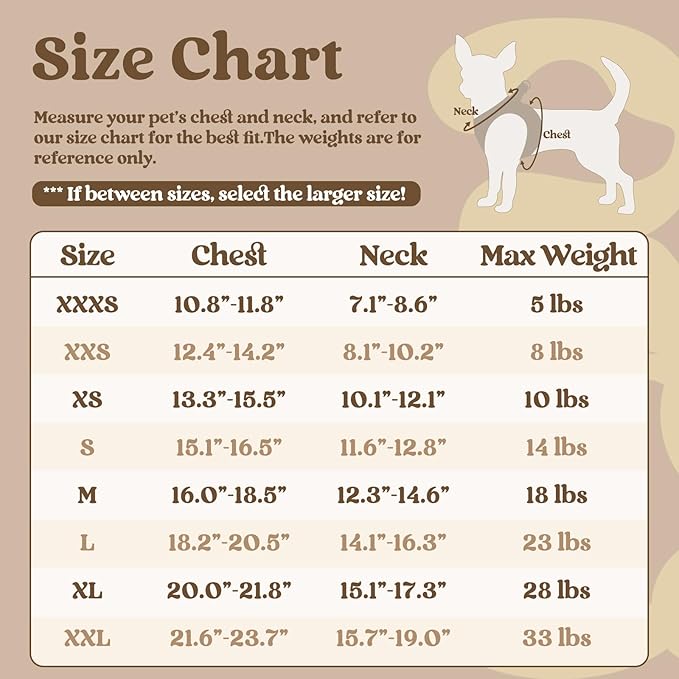 rabbitgoo Small Dog Harness, Step-in Soft Mesh Puppy Vest with Safety Buckle, Breathable Reflective Pet Harness for Small Sized Dogs, Brown & Beige XS