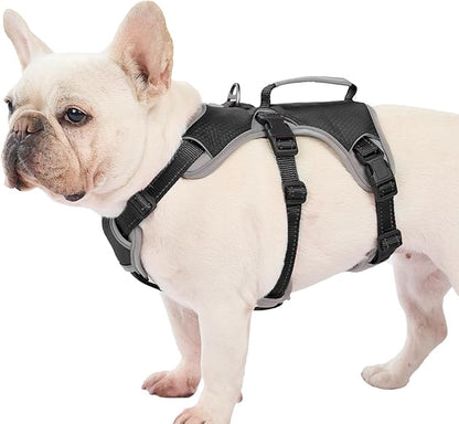 Huntboo Escape Proof Dog Harness, Escape Artist Harness, Reflective Dog Harness with Handle, Durable,Adjustable Vest for Small Medium Large Dogs Walking, Training, and Running Gear(Black, M)