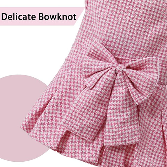 Pet Dresses for Small Dogs Cats Girl, Cute Princess Bowknot Dress Puppy Shirt All Weather Skirt Clothes Cat Apparel for Birthday Wedding Party Holiday (Pink, Medium)