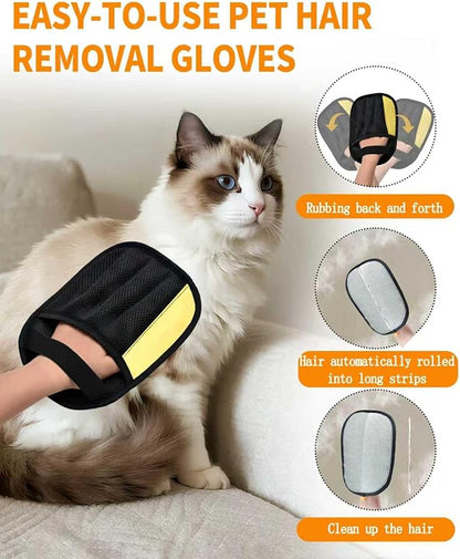 2-Pack Pet Hair Removal Glove for Dogs & Cats, Upgrated Five-Finger Electrostatic Pet Hair Gloves, Reusable Pet Hair Remover Tool for Clothing, Couch, Carpet, Car Seat