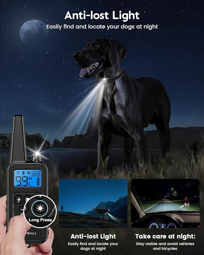 Dog Training Collar with Remote, 4200FT Electronic Dog Shock Collar with Beep, Vibration, Shock, Light and No Shock Mode, Electric Training Collar Set for Small Medium Large Dogs (Black Green)