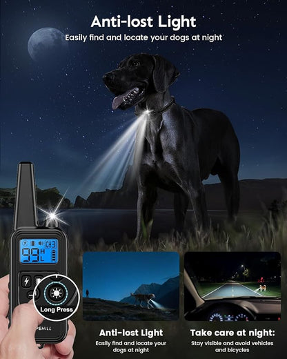 Dog Training Collar with Remote, 4200FT Electronic Dog Shock Collar with Beep, Vibration, Shock, Light and No Shock Mode, Electric Training Collar Set for Small Medium Large Dogs (Black Green)