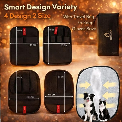 4+1 Pack Pet Hair Remover Glove for Cats and Dogs, 4 Designs Electrostatic Pet Hair Removal Gloves Brush for Pets Hair, Best Animal Reusable Cats & Dogs Grooming Gloves for Hair Removal