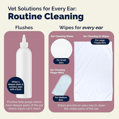 VETNIQUE Oticbliss Advanced Cleaning Ear Wipes for Dogs & Cats for Odor Control, Dirt and Wax Removal with Soothing Aloe Vera, Drying Agent and Vitamin E, Clear the Ear 100ct Wipes