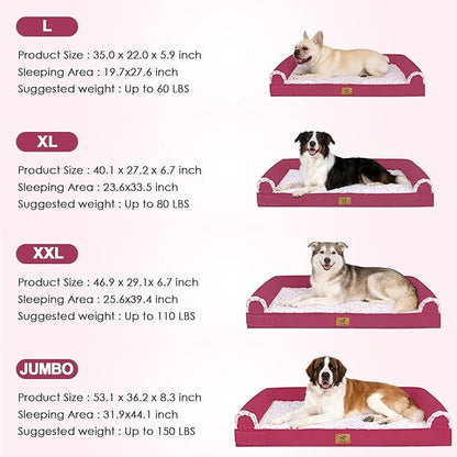 PAWPUBBY XL Dog Bed Extra-Large Orthopedic Memory Foam Dog Bed – for 70 Lbs Dogs, Premium Memory Foam, Machine Washable Cover, Non-Slip Base, Soft Rose Velvet (Dark Gray, XL)