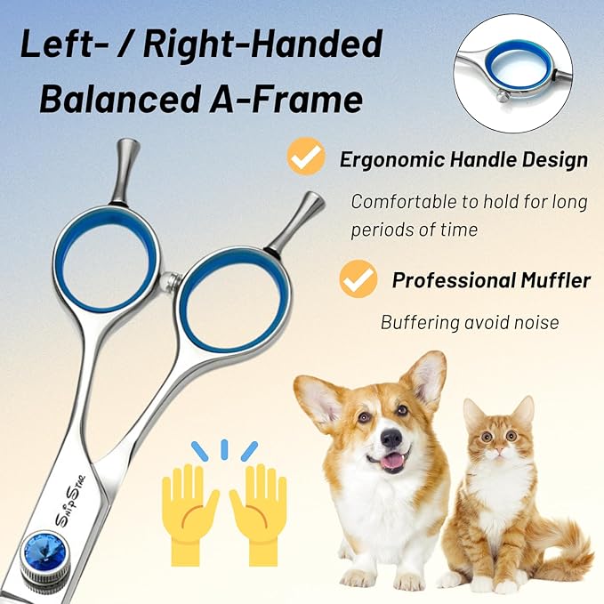 7.5inch 25° Curved Dog Grooming Scissors Professional, Japanese VG10 Stainless Steel Sharp Dog Scissors for Grooming Groomer, Comfortable Ergonomic Handle, Pet Shears for Dogs Cats Face Paws Cutting