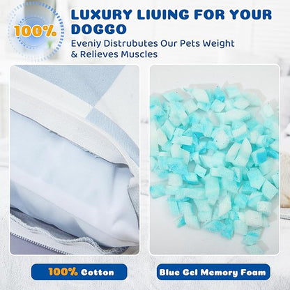 UWELL PETS Dog Bed with Removable Washable Cover for Small Dogs Deluxe Plush Dog Crate Beds Comfy Kennel Pad Waterproof Lining and Blue Gel Memory Foam Memory Foam（Blue 30 * 20 * 4in）