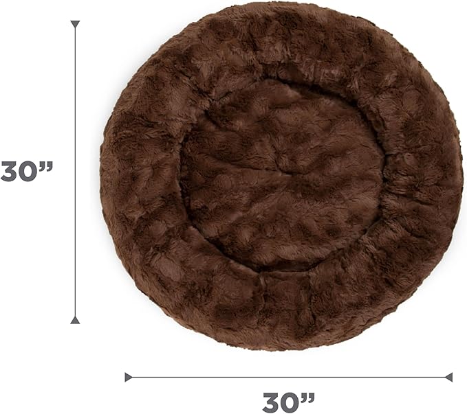 Best Friends by Sheri The Original Calming Donut Dog Bed – Washable Plush Pet Bed for Medium Breeds up to 45 lbs, Lux Faux Fur, Dark Brown, Medium (30" x 30")