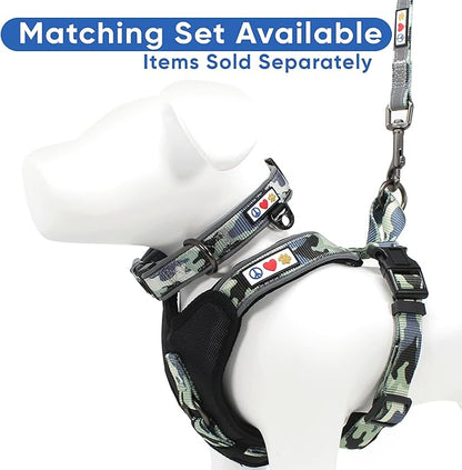 Pawtitas Camo Grey Dog Leash 6 ft Custom ID Lead for Dogs & Puppies Reflective Comfortable Padded Handle Embroidered Name & Phone Number