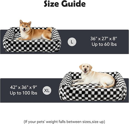 JOEJOY Dog Bed Medium Size Dog, Rectangle Washable Orthopedic Corduroy Fleece Pet Bed with Removable Zipper Cover, Cute Soft Calming Puppy Bed with Non Skid Bottom