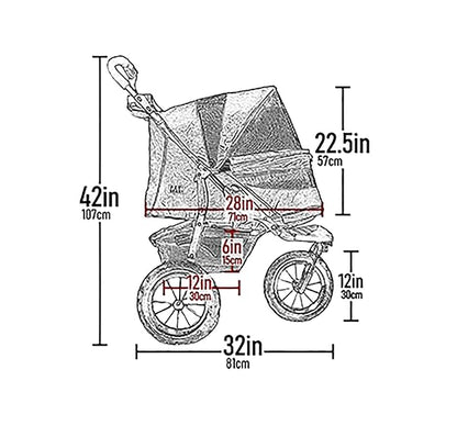 Pet Gear No-Zip Jogger Pet Stroller for Cats/Dogs, Zipperless Entry, Airless Tires, Easy One-Hand Fold, Cup Holder + Storage Basket New Forest Green