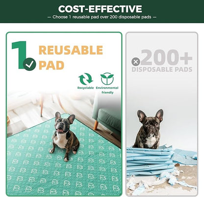 FXW Washable Pee Pads for Dogs, Puppy Pads with Super Absorbent, Specifically Designed for FXW Rollick/Homeplus 24inch 6 Panels Dog Playpen, 39" x 63" Rectangle, Green, 1 Pack