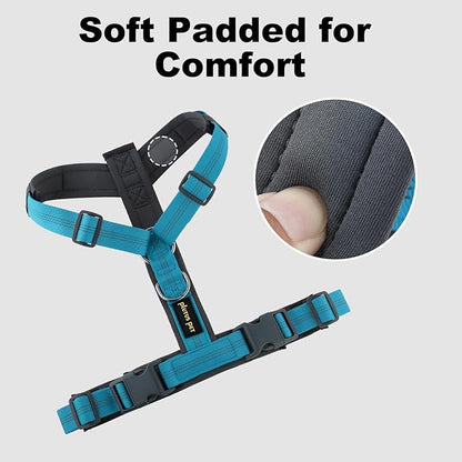 Plutus Pet No Pull Dog Harness, Adjustable Nylon Harness with Soft Padding, Reflective and Heavy Duty Dog Harness for Small, Medium, Large Dogs(Cyan, M)