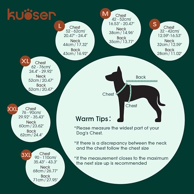 Kuoser Extra Warm Dog Coat, Windproof Cold Weather Dog Jackets for Large Dogs, Thick Fleece Lining Pet Turtleneck Snowsuit Reflective Adjustable Puppy Winter Coat Doggie Snow Jacket Blue, XL