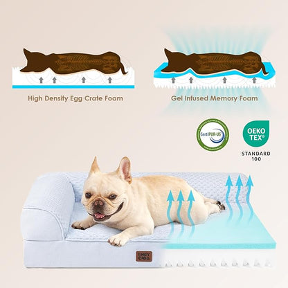 EHEYCIGA Orthopedic Dog Bed Medium Size Dogs, Memory Foam Dog Bed with Washable Removable Cover, Waterproof Pet Sofa Couch for Crate with Nonskid Bottom, 30x20x6, Washblue