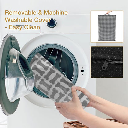 Dog Bed with Easy-Grip Handle - Shredded Memory Foam Pet Bed, Removable & Machine Washable Cover, Non-Slip Bottom, Choose from Cooling Linen or Warm Flannel Style for Dogs & Cats(Small