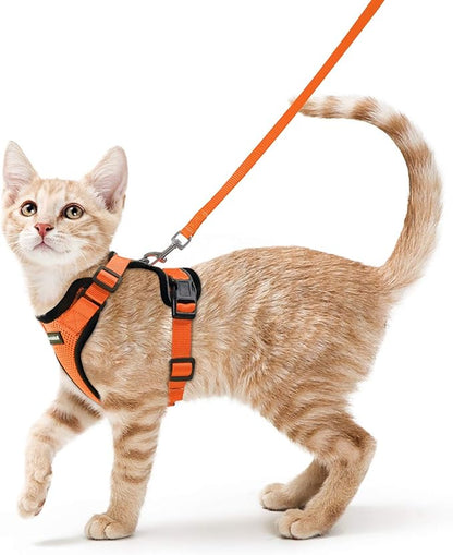 rabbitgoo Cat Harness and Leash for Walking, Escape Proof Soft Adjustable Vest Harnesses for Cats, Easy Control Breathable Reflective Strips Jacket, Orange, XS