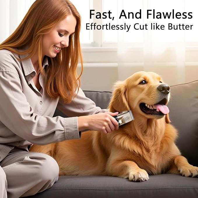 Biaccrss Dog Clipper Low Noise, Rechargeable Cordless Dog Hair Trimmer, Electric Pet Shaver, Paw Trimmer for Dogs Cats