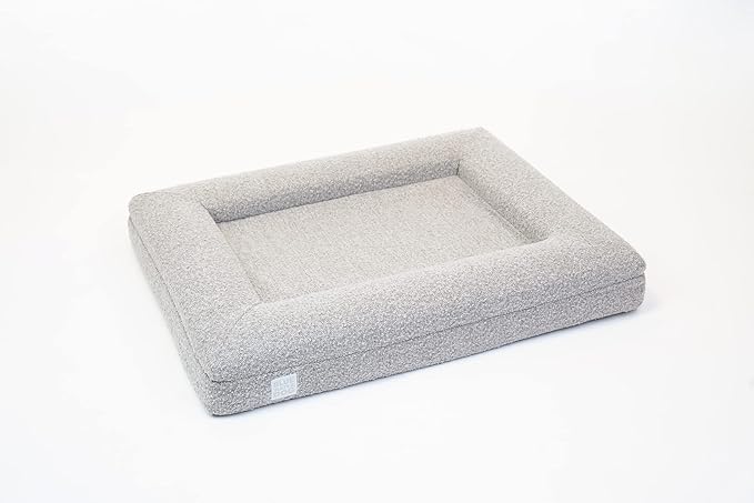 Bluewater Dog Luxury Boucle Orthopedic Memory Foam Dog Bed with Waterproof Liner and Machine Washable Cover with YKK Zippers (Medium, 37" L x 30" W x 6" Th, Sand)