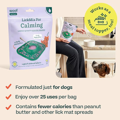 WOOF LickMixes - Dog Lick Mat Spread and Meal Topper - Delicious and Lower Calorie - Made with Wholesome Ingredients - Perfect for Dog Enrichment - Calming