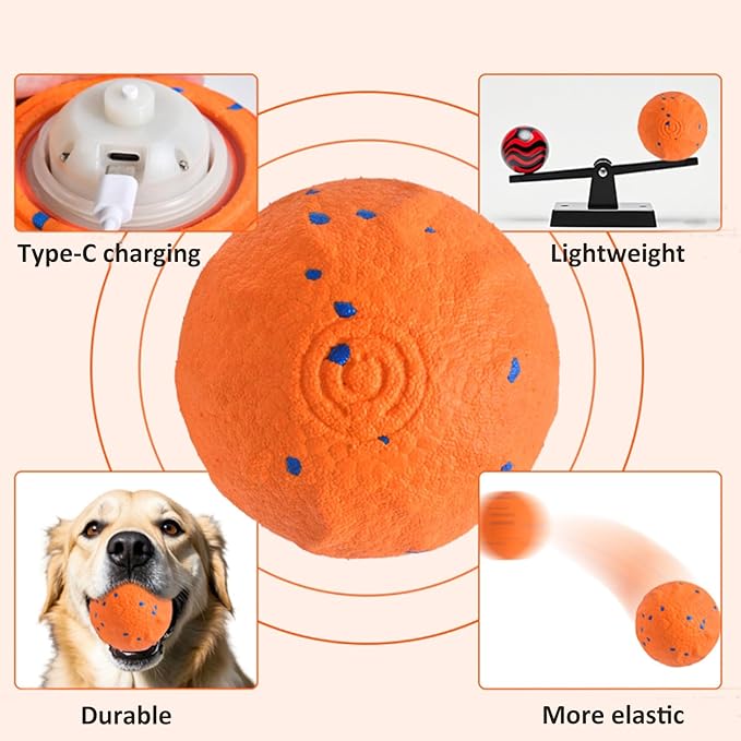 Upgraded Interactive Dog Toys for Aggressive Chewers,E-TPU Interactive Dog Balls Moving Dog Toys to Keep Them Busy,Dog Chew Toys for Dogs,Automatic Rolling Activated Dog Toy Valentines Day Gift