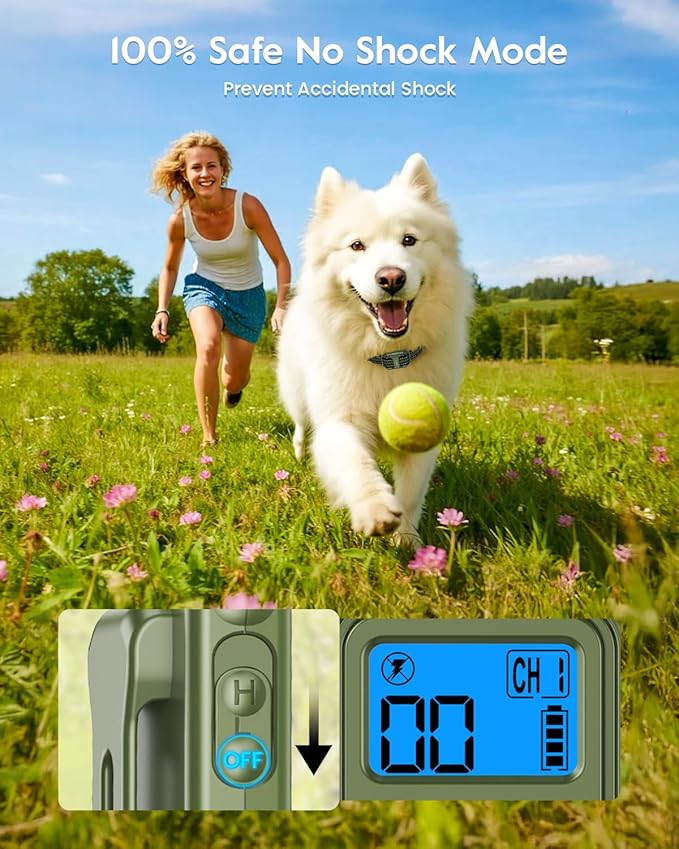 Dog Training Collar with 7 Training Modes, 4200Ft Remote Electronic Dog Shock Collar, Electric Shock Collar for Small Medium Large Dogs,Dark Green