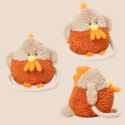Aidiya Plush Squeaky Dog Toy with Crinkle Paper Interactive Rope Stuffed Animal Dog Plush Chewing Toy for Puppy Small and Medium Dogs (Orange)