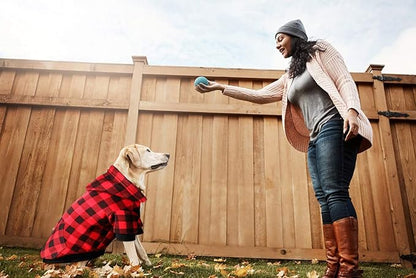 Red Plaid Dog Hoodie Sweater for Large Dogs Pet Clothes with Hat and Pocket（L）