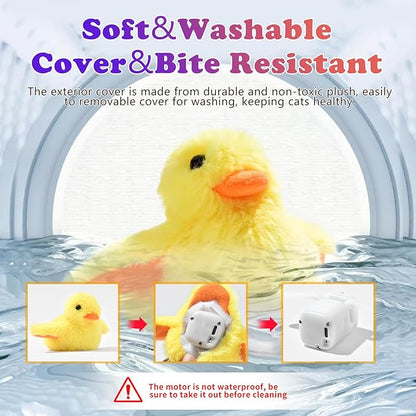 Cat Catnip Toys Beating Wings Duck Rechargeable, Lifelike Quack Chirping,Touch Activated Kitten Toy Interactive Cat