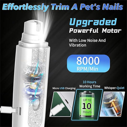 CATPICK 2-in-1 Cat Nail Clippers & Dog Nail Clippers Trimmers for Large Medium Small Dogs Cats Claw Trimmer Quick Sensor and Safety Guard USB Rechargeable with 2 LED Lights Dogs Nail Trimmer