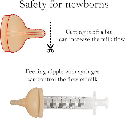 Doggiema Silicone Feeding Nipple and Syringes for All Breed of Puppies and Other Animals Dongdong pet (4 Size Nipple+6 Syringes)