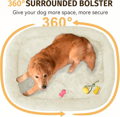 Orthopedic Waterproof Large Dog Bed: Memory FoamWashable Dog Bed with Bolsters - Removable Orthopedic Cover for Medium L XL Large Sized Pet - Non-Slip Bottom - Pink