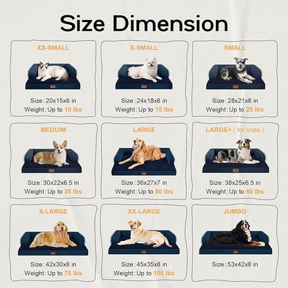 Small Dog Bed Orthopedic Washable Cat Bed Memory Foam Small Couch Sofa Indoor Comfy Pet Beds with Waterproof Removable Cover & Non-Slip Bottom