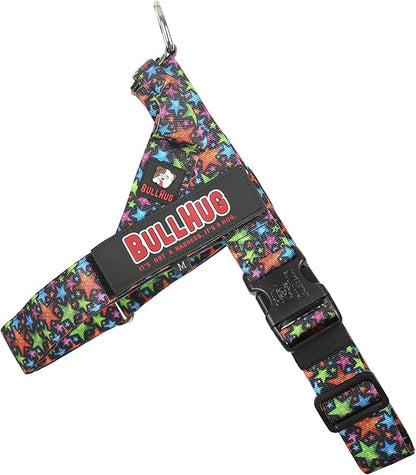 BULLHUG Adjustable Dog Harness– No Pull, No Choke – for English Bulldogs, French Bulldogs, Pugs & Broad-Chested Breeds – Easy, Safe Walks (Star Brights, Small)
