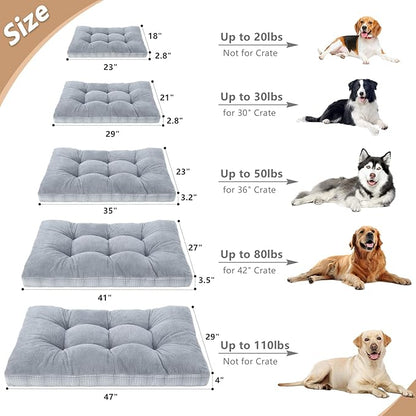 MIHIKK Washable S Dog Bed for Small Dogs with Anti-Slip Bottom, Premium Foam Pet Pad for Crate for Large Medium Small Sized Puppies, 23" x 18" Gray