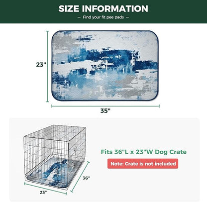 FXW Washable Pee Pads for Dogs, Puppy Pads with Super Absorbent, Specifically Designed for 36inch Cages, 23" x 35" Rectangle, Tie-Dye Blue, 2 Packs