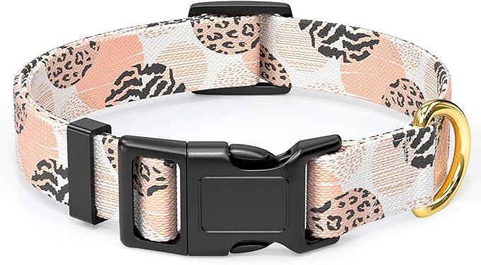 Rnivvi Dog Collar for Small Dogs, Cute Heavy Duty Adjustable Puppy Collar with Quick Release Buckle for Boy Girl & Female,Pet Accessories for Walking Running, S Length 3/4" Width, Modern Abstract Art