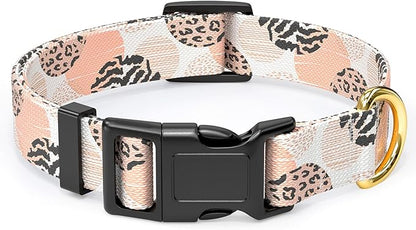 Rnivvi Dog Collar for Medium Dogs, Cute Heavy Duty Adjustable Puppy Collar with Quick Release Buckle for Boy Girl & Female, Pet Accessories for Walking Running, M Length 1" Width, Modern Abstract Art