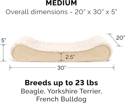 Furhaven Cooling Gel Dog Bed for Medium/Small Dogs w/ Removable Washable Cover, For Dogs Up to 23 lbs - Ultra Plush Faux Fur & Suede Luxe Lounger Contour Mattress - Cream, Medium