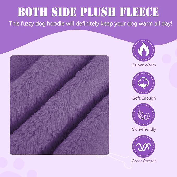 Fuzzy Dog Sweaters for Large Dogs Pet Hoodie Clothes Warm Soft Coats Hooded Sweatshirt Dog Sweaters for Extra Large Dogs(Purple-XXL)