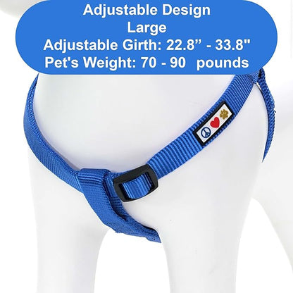 Pawtitas Personalized Dog & Puppy Harness Large Blue Custom ID Tag Adjustable No Pull Vest