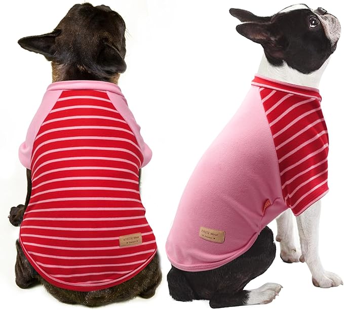 KYEESE 2Pack Dog Sweater, Soft Pet Sweatshirt Stretchy Pullover Dog Sweater for Small Medium Dogs Girl Boy, Lightweight Fleece Pet Shirt Clothes with Sleeves, XL