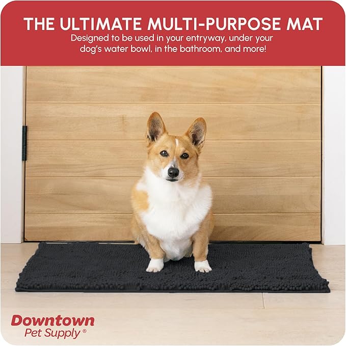My Doggy Place Dog Mud Mat, 31" x 20" Charcoal – Thick Microfiber Entry Rug for Snow, Mud & Salt – Absorbent, Quick-Dry, Washer-Safe & Non-Slip, Medium