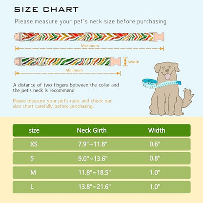 Faygarsle Multicolor Pattern Dog Collar for Small Medium Large Dogs Cute Puppy Collars for Female Dogs for Summer Spring Wedding Necklace Girl Dog Collar L