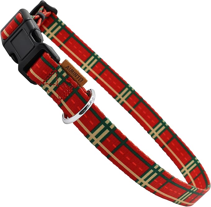 Dog Collar, Cute Stripe Pattern, Soft and Adjustable Collar with Quick Release Buckle (XS (Neck 9-13", Width 3/8"), Stripe Red)