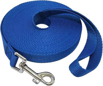 Nylon Training Dog Leash for Small Medium Large Dogs, 15ft 20ft 30ft 50ft Long Leash Dog/Puppy Lead for Obedience Recall Training, Camping (1" x 50ft, Blue)
