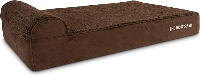 The Dog’s Bed Orthopedic Headrest Dog Bed XL Brown Plush, Memory Foam, Pain Relief for Arthritis, Hip & Elbow Dysplasia, Post Surgery, Lameness, Waterproof Washable Cover, Veterinary Approved